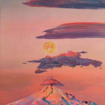 Pittura intitolato "Fujiyama - a sleepi…" da Yanis Salimov, Opera d'arte originale, Olio