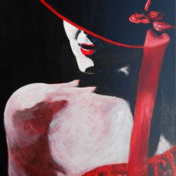 Schilderij getiteld "la-dame-en-rouge.jpg" door Lolo, Origineel Kunstwerk, Acryl