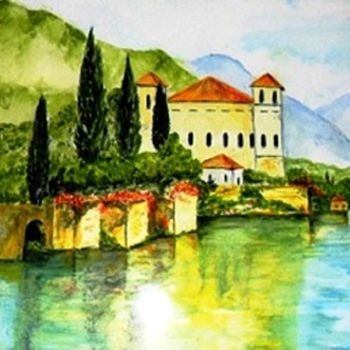 Painting titled "un-monastere.jpg" by Lolo, Original Artwork, Watercolor