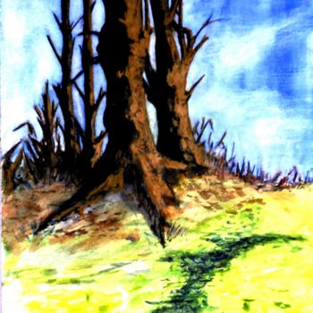 Pintura intitulada "vieux-arbres.jpg" por Lolo, Obras de arte originais, Aquarela