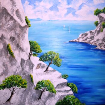 Painting titled "Calanques entre cas…" by Lolo, Original Artwork, Acrylic
