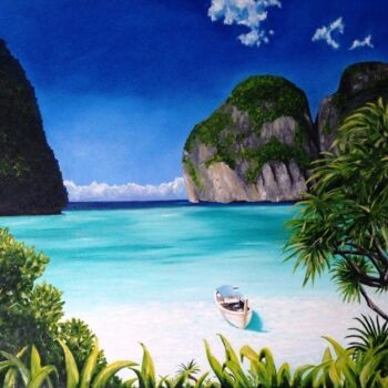 Painting titled "Phi-phi-island." by Lolo, Original Artwork, Oil