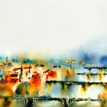 Pintura intitulada "Prague" por Salleh Su, Obras de arte originais, Aquarela