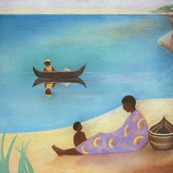 Pintura titulada "Family with Boat" por Sally Appleby, Obra de arte original, Oleo