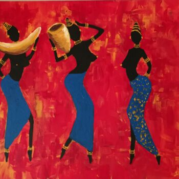Schilderij getiteld "FemmeAfricaine.jpg" door Salma Chaabane, Origineel Kunstwerk, Acryl