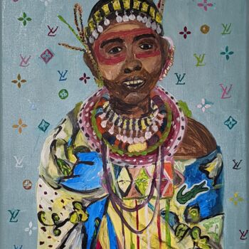 Peinture intitulée "Maasai" par Salma Chaabane, Œuvre d'art originale, Acrylique Monté sur Châssis en bois