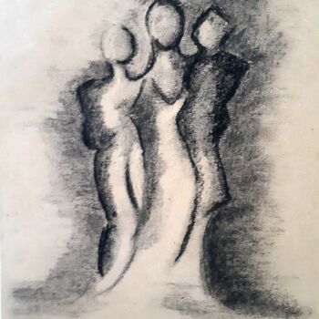 Drawing titled "Figurantes" by Salma Mejri, Original Artwork, Charcoal