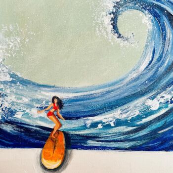 Painting titled "Surfing Through The…" by Salma Motakef, Original Artwork, Acrylic Mounted on Wood Stretcher frame