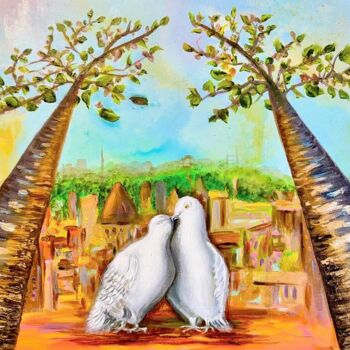 Картина под названием "Still in Love, Dayt…" - Salma Motakef, Подлинное произведение искусства, Акрил Установлен на Деревянн…