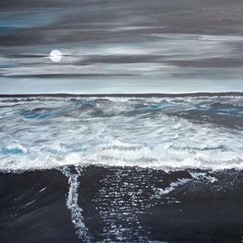 Painting titled "Dark ocean" by Salma Erguiague, Original Artwork, Acrylic