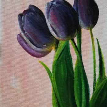 Painting titled "Tulipe" by Salma Erguiague, Original Artwork, Acrylic