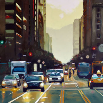 Painting titled "San-Francisco.jpg" by Jean-Claude Salmon, Original Artwork, Oil Mounted on Wood Stretcher frame