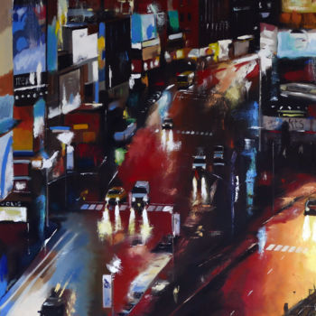 Painting titled "street-of-new-york.…" by Jean-Claude Salmon, Original Artwork, Oil