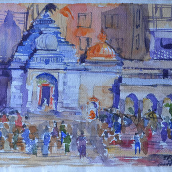 Painting titled "nashik ghat -1" by Saloni Kamble, Original Artwork, Watercolor