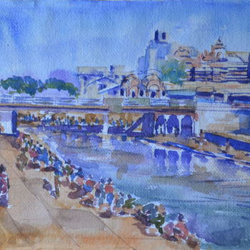 Pintura titulada "nashik ghat" por Saloni Kamble, Obra de arte original, Acuarela