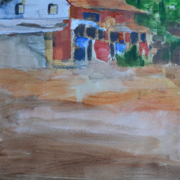 Painting titled "old house-1" by Saloni Kamble, Original Artwork, Acrylic