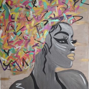 Painting titled "L'OR" by Saloua Mercier, Original Artwork, Pigments Mounted on Wood Stretcher frame