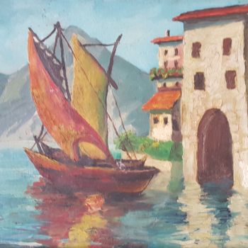 Painting titled "Paisaje F Machi" by Spa Pe, Original Artwork, Oil