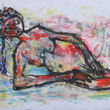 Pittura intitolato "Reclining Nude Figu…" da Salubi Onakufe Onakufe, Opera d'arte originale, Acrilico
