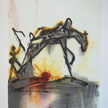 Gravures & estampes intitulée "Le Cheval De Labeur" par Salvador Dali, Œuvre d'art originale, Lithographie