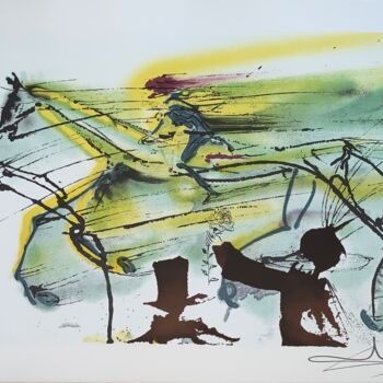 Printmaking titled "Le Cheval De Course" by Salvador Dali, Original Artwork, Lithography