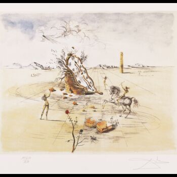 Printmaking titled "Cavaleiros do Tempo" by Salvador Dali, Original Artwork, Screenprinting