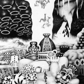 Dibujo titulada ""MOCHE BOHEMIA"" por Salvador Rosado, Obra de arte original, Tinta