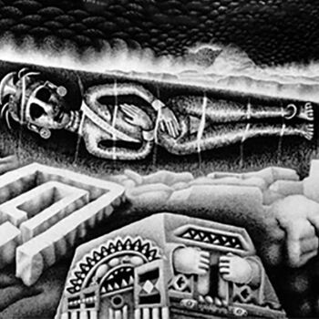 Tekening getiteld ""SHAMAN"" door Salvador Rosado, Origineel Kunstwerk, Inkt