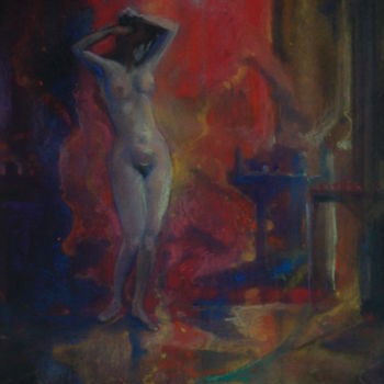 Schilderij getiteld "Desnudo 0I" door Salvador Velarde, Origineel Kunstwerk, Tempera
