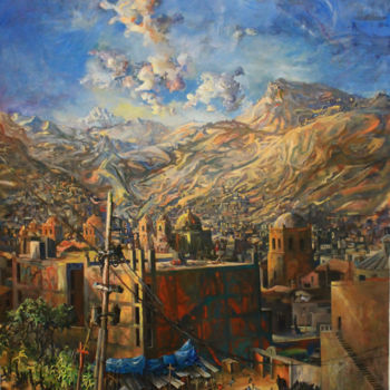 Malerei mit dem Titel "Cusco - Siglo XXI" von Salvador Velarde, Original-Kunstwerk