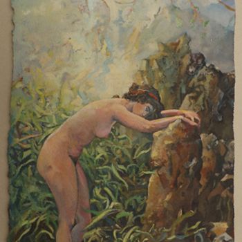 「Desnudo V」というタイトルの絵画 Salvador Velardeによって, オリジナルのアートワーク, オイル