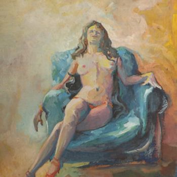 Painting titled "Desnudo VIII" by Salvador Velarde, Original Artwork, Oil