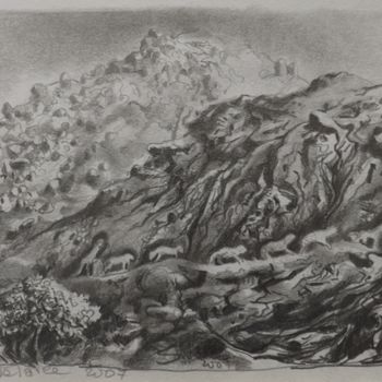 Desenho intitulada "Carneritos en el ce…" por Salvador Velarde, Obras de arte originais, Lápis