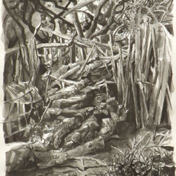 Pintura titulada "Montón de leña" por Salvador Velarde, Obra de arte original, Tinta