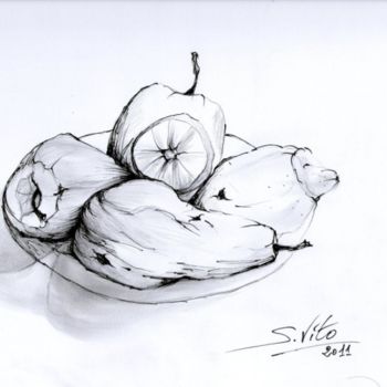 Painting titled "Frutta" by Salvatore Vito, Original Artwork, Oil
