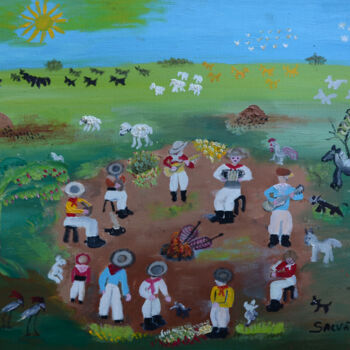 Картина под названием "Invernada dos peões" - Salvatori, Подлинное произведение искусства, Масло Установлен на Деревянная ра…
