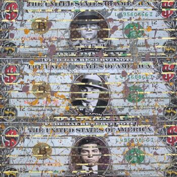 Collages intitulée "Money Caïd" par Sam Cast, Œuvre d'art originale, Acrylique