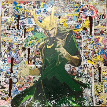 "Rage Of Loki" başlıklı Tablo Sam Cast tarafından, Orijinal sanat, Akrilik Ahşap Sedye çerçevesi üzerine monte edilmiş