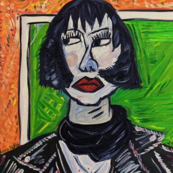 Картина под названием "Portrait of Emma Th…" - Sam Delta, Подлинное произведение искусства, Масло Установлен на Деревянная р…