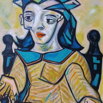 Pittura intitolato "" Joconde.." d'aprè…" da Sam Keusseyan, Opera d'arte originale, Acrilico