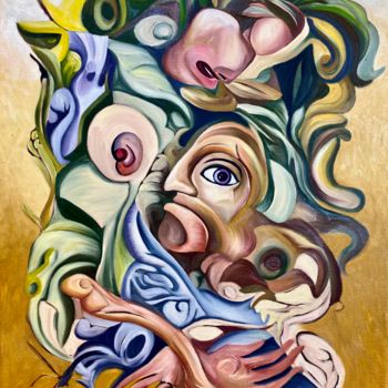 Peinture intitulée "A rooted woman" par Sam Wais, Œuvre d'art originale, Huile