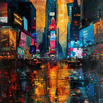 Digital Arts titled "Times Square by Nig…" by Samael, Original Artwork, Digital Painting