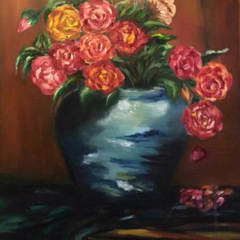 Malerei mit dem Titel "Vase" von Samaneh Aminifar, Original-Kunstwerk, Öl