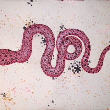 绘画 标题为“Floral Serpent” 由Samantha Noel, 原创艺术品, 水彩
