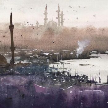 Peinture intitulée "Istanbul" par Samar Alzaidy, Œuvre d'art originale, Aquarelle