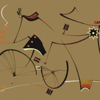 Malerei mit dem Titel "Antique Bicycle 3" von Elena Samborskaja, Original-Kunstwerk, Öl
