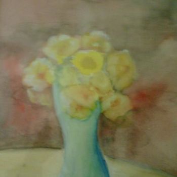 Peinture intitulée "yellow flowers in a…" par Sami Qureshi, Œuvre d'art originale, Huile