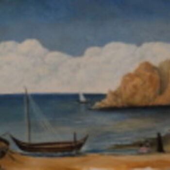 Painting titled "Qantab Beach" by Sami Qureshi, Original Artwork, Oil