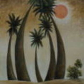 Ζωγραφική με τίτλο "Trees in desert" από Sami Qureshi, Αυθεντικά έργα τέχνης, Λάδι