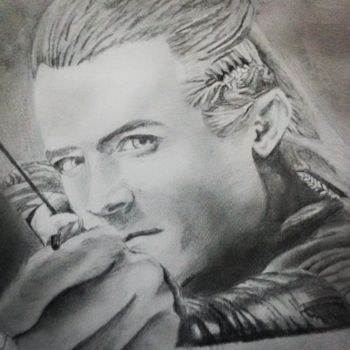 Dessin intitulée "Legolas" par Samet Yalçin, Œuvre d'art originale, Fusain